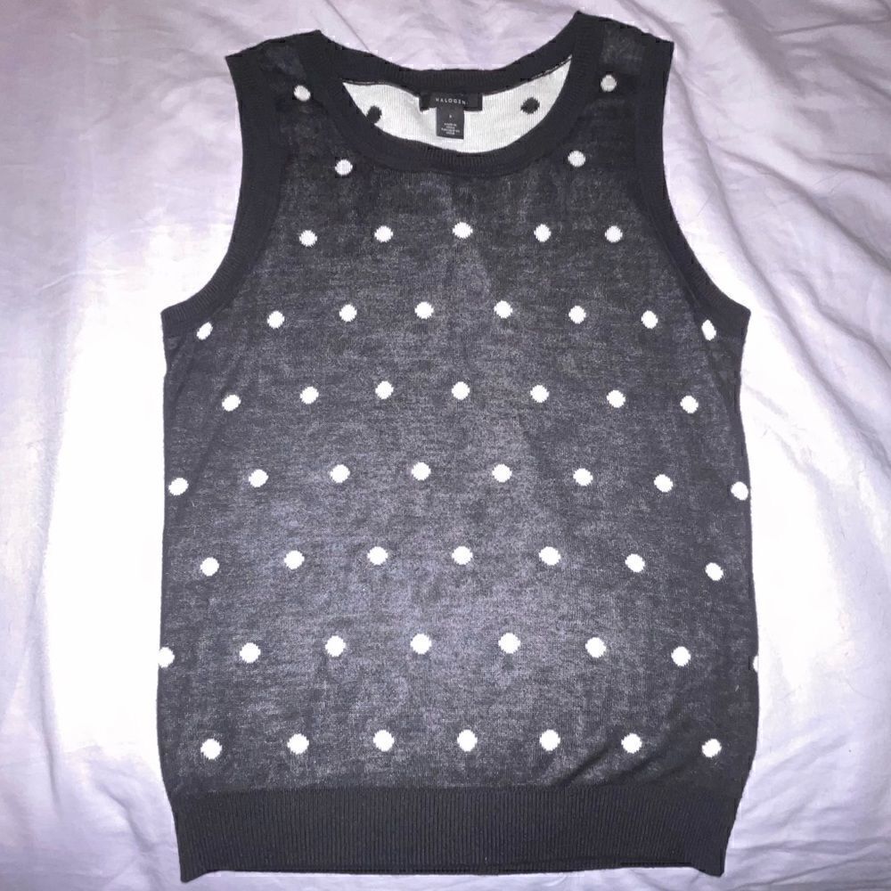 Halogen Sleeveless Polka Dot Sweater